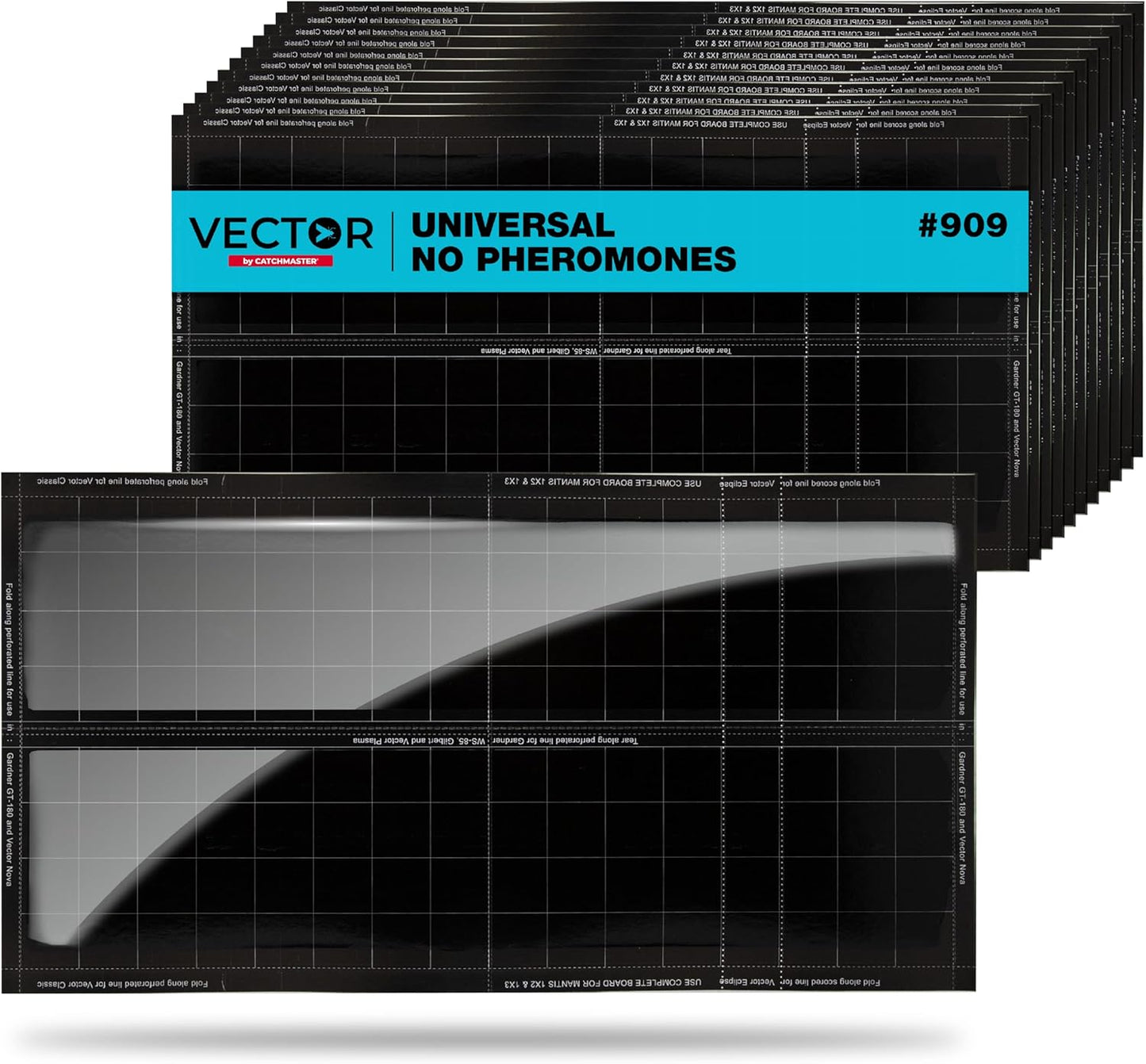 Catchmaster Vector Universal Replacement Glue Boards White, UV Light Fly Trap for Home, Unscented Gnat Traps for House, UV Lamp Insect & Mosquito Killer Refill, Adhesive Bug Light Boards, 12-Pack