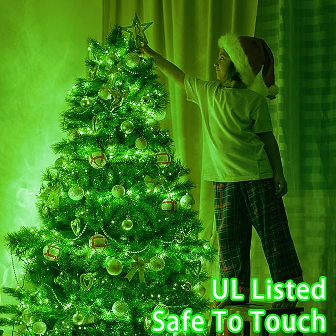 JXLEDAYY 403 FT 1000 LED Christmas Lights Outdoor Fairy Lights Plug in Clear Wire String Lights Waterproof 8 Modes Timer for Outside House Tree Garden Patio Yard Party Holiday Decorations-Green