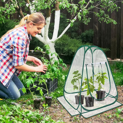 Suzile 4 Pcs Pop up Small Greenhouse Easy to Install Portable Winter Mini Greenhouse PVC Clear Flowerpot Cover Plant Grow Green House for Indoor Outdoor Gardening, 25.2 x 25.2 x 25.6 Inches