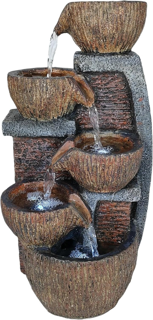 Indoor Desktop Fountain, LED Light Layered Rock Water Waterfall Fountain, 13.77 x 5.51 x 6.69 in, Indoor Desktop Decoration, Quiet and Relaxing Indoor Water Feature Decoration