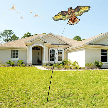 Bird Hawk Flying Kite with Pole Crop Protector Bird Scare Kites with 4m Pole - Owl Kite