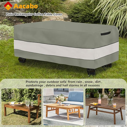 Waterproof Outdoor Coffee Table Cover,Rectangular Patio Small Side Table Cover,Outdoor Table Covers Rectangle Waterproof,48 x 28 x 16 inch -Grey Green