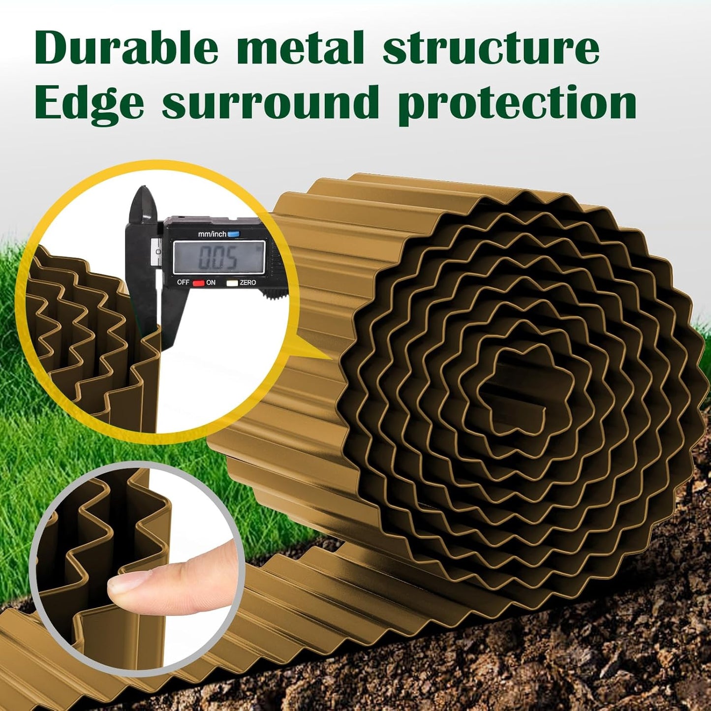 LAVEVE Corrugated Metal Garden Edging 10" x 20Ft, Landscape Edging Border for Lawn, Flower Bed, Garden Fence, Paver Edging (Bronze)