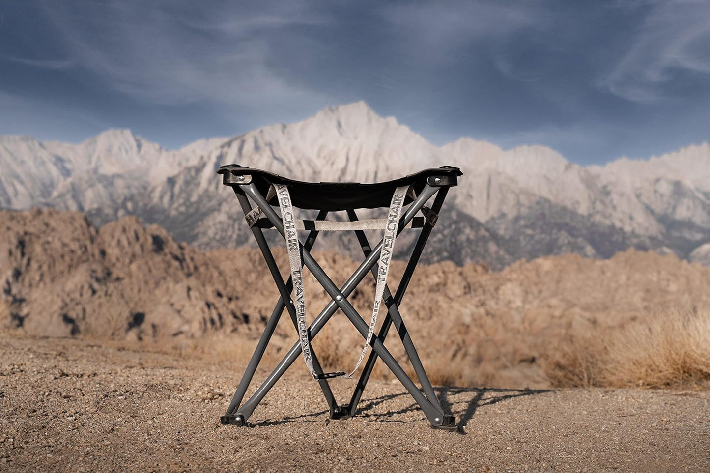 Travel Chair Big Slacker Stool, Portable Tripod Chair for Outdoor Adventures, Quick Folding Fishing Camping Travel Stool, Black & Gray