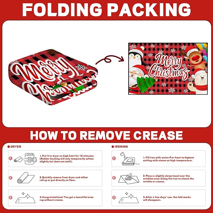 Christmas Area Rug 6' x 9' for Bedroom Living Room Rugs Xmas Decor Area Rug Non-Slip Indoor Throw Rug Washable Rug Floor Carpet for Kitchen Bedroom