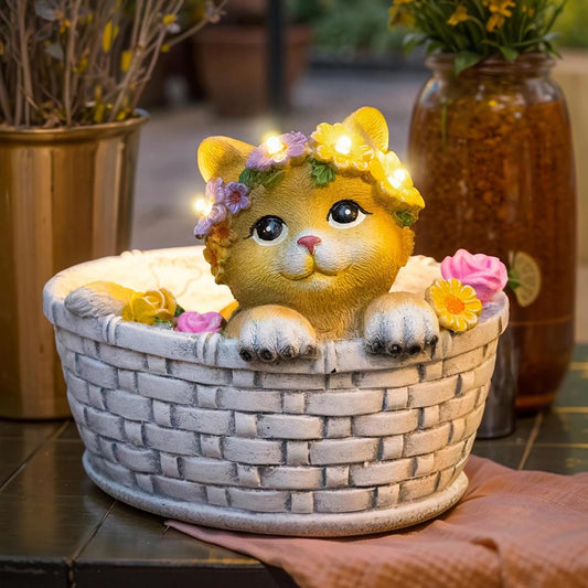 HOMEIMPRO Cat Solar Lights Garden Gifts for Mom, Garden Decor for Outside, Cat Solar Statue Lights, 8LED Kitten Yard Decorations, Mothers Day Birthday Gifts Women Wife