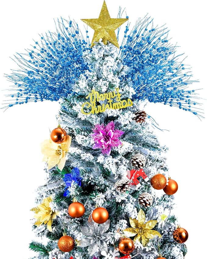 Christmas Artificial Glitter Berry Stem Decorations Decorative Bead Sticks Xmas Picks Glittery Twigs Branches for Christmas Tree Wreath Gift Vase Decor Party Ornaments Rose Gold 24 PCS