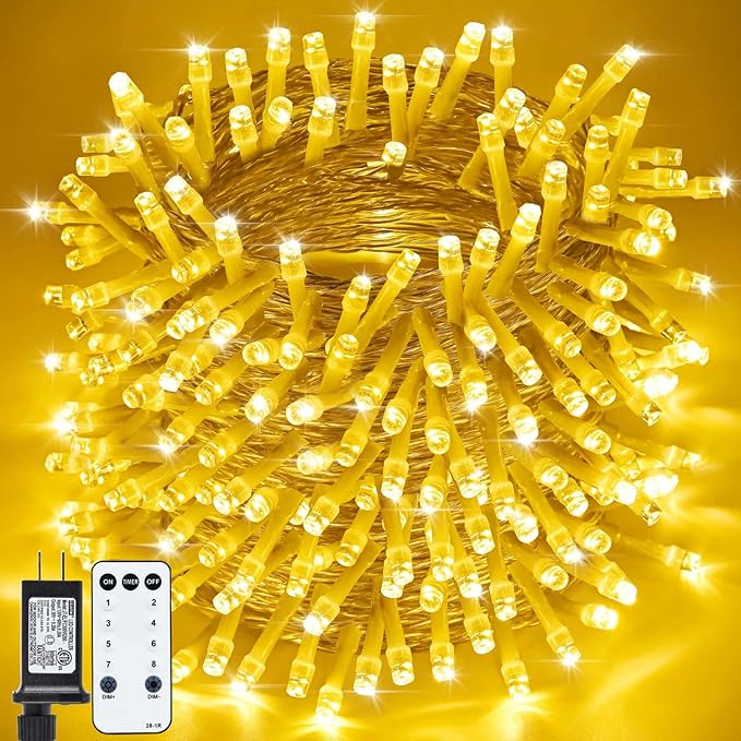 Christmas Lights Outdoor, 800LED 330FT Warm White String Lights, 8 Mode Plug in Waterproof Decor Twinkle Lights for Bedroom Xmas Thanksgiving Wedding Party Garden Yard Tree Decoration