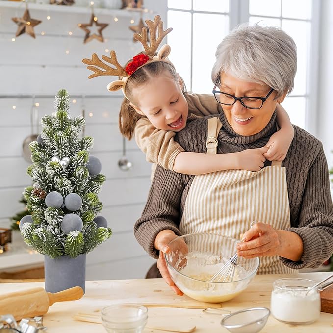 SY Super Bang Small Christmas Tree, 13Inch Artificial Velvet Ball Berry Mini Tabletop Tree Christmas Decorations, for Home Party Thankgivings Xmas Indoor Decor. (Grey, 18Inch)