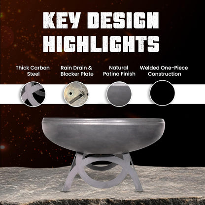 Liberty Fire Pit – Ohio Flame Wood Burning Outdoor Fire Pit - 36" Diameter with Curved Base (Made in USA)