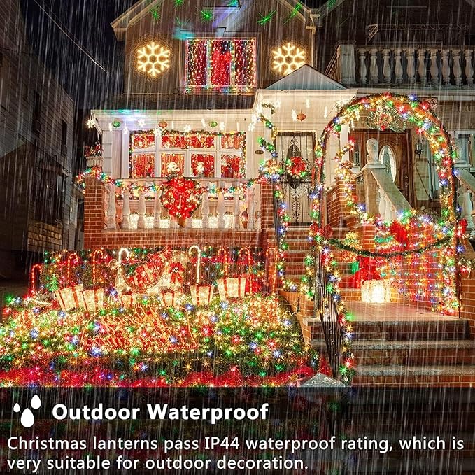 XURISEN 551FT 1400 LED Christmas Lights Outdoor Green Wire String Lights 8 Modes with Timer Memory Waterproof Fairy Light Plug in for Xmas Tree Wedding Yard Party Holiday Decorations(Red)