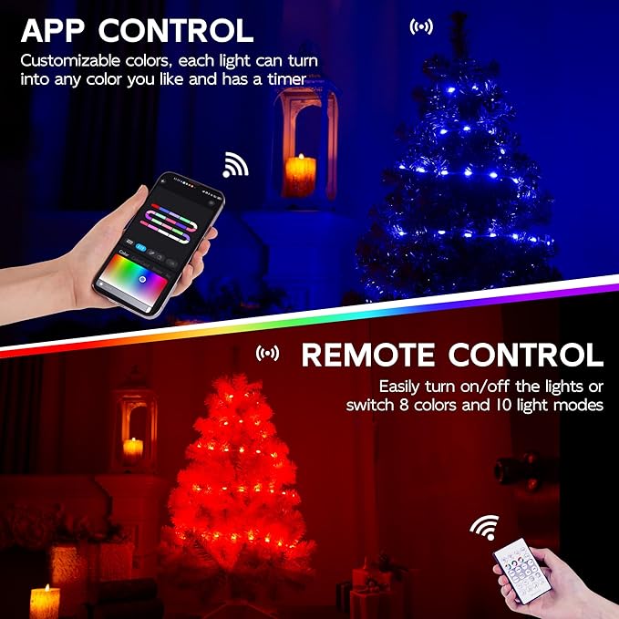 Red 3ft Christmas Tree with Lights, Small 36inch Artificial Tree Mini Table Top Decorations, Xmas Desk Tree with 80 Colored Lights, 200 Branch, Holiday Decor for Home,Indoor Office Tabletop