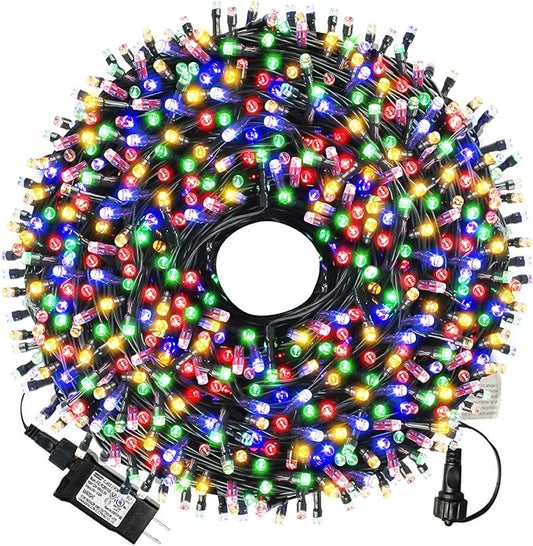 XTF2015 105ft 300 LED Christmas String Lights, End-to-End Plug 8 Modes - UL Certified - Outdoor Indoor Fairy Lights for Tree, Patio, Garden, Party, Wedding, Holiday (Multicolor)