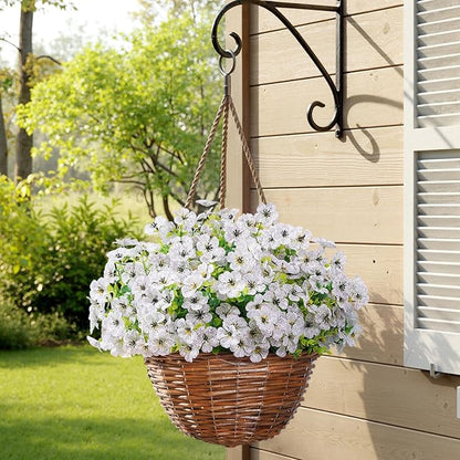 Lifewit Artificial Flowers for Outdoor Indoor, 12 Bundles Plastic Fake Flowers Daisy with Eucalyptus Leaves for Home Garden Decor, Porch, Window Box(White)