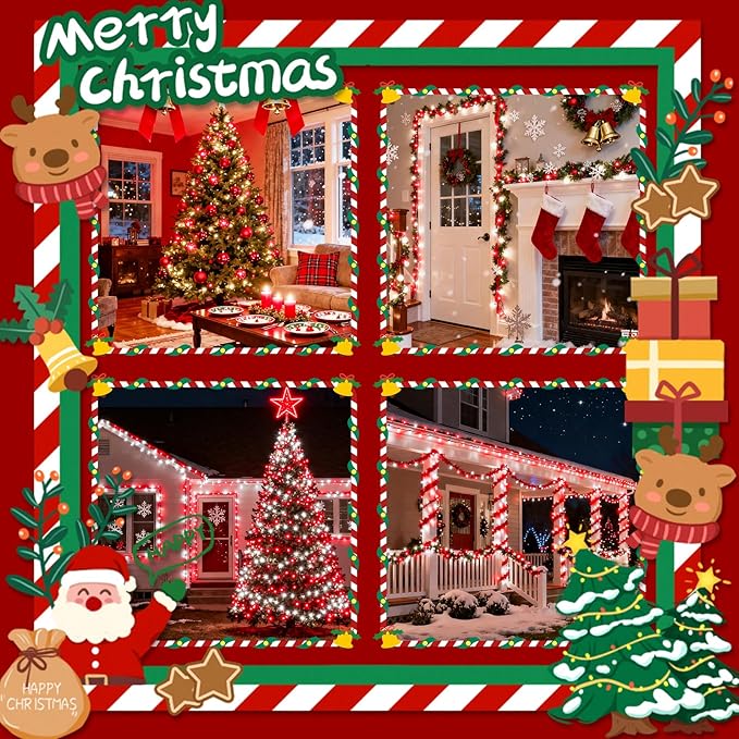 Voice Control 88ft 240LED Smart Christmas String Lights Outdoor/Indoor | String Lights Plug in with Remote, 12Modes, 7Voice Commands & Timers, Christmas Twinkle Light for Xmas Tree Decor (Red & White)