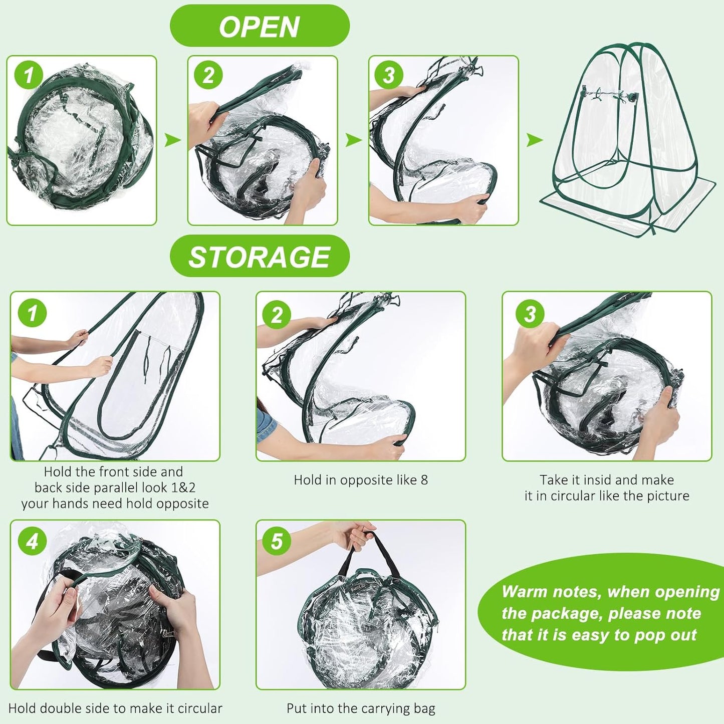 Suzile 4 Pcs Pop up Small Greenhouse Easy to Install Portable Winter Mini Greenhouse PVC Clear Flowerpot Cover Plant Grow Green House for Indoor Outdoor Gardening, 25.2 x 25.2 x 25.6 Inches