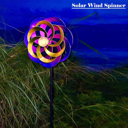 57 Inch Solar Wind Spinners with Metal Garden Stake, Outdoor Wind Catcher with Solar Powered Glass Ball for Yard Patio Lawn Garden Decorations