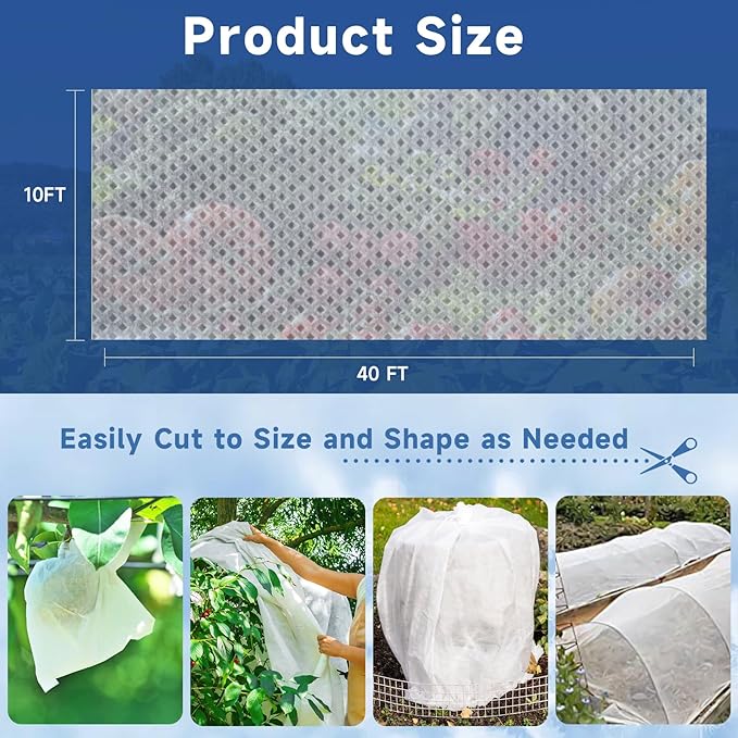 Plant Covers Freeze Protection,10 ft x 40 ft 1.1oz/yd² Thicker Floating Row Blanket Cover Fabric Plant Cloth for Winter Frost Snow and Garden Protection