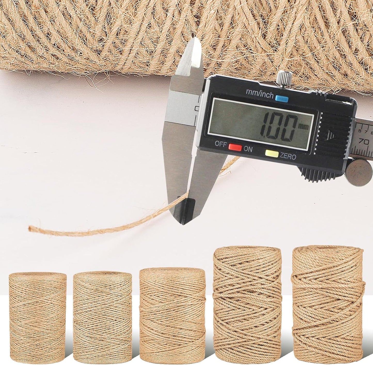 Natural Jute Twine String,Bulk Jute Rope Cord Twine for Crafting Gardening,Roll of Thick and Thin Twine for Gift Wrapping,Brown Decorative Rope,Ornament Twine for Cat Scratch Post (1mm x 1312ft)