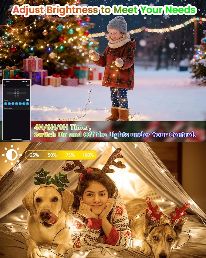 Smart Color Changing Christmas String Lights, 82FT 200LED App Control RGB LED String Lights with Remote & Timer, Waterproof Twinkle Christmas Tree Lights Indoor Outdoor Holiday Xmas Tree Decorations