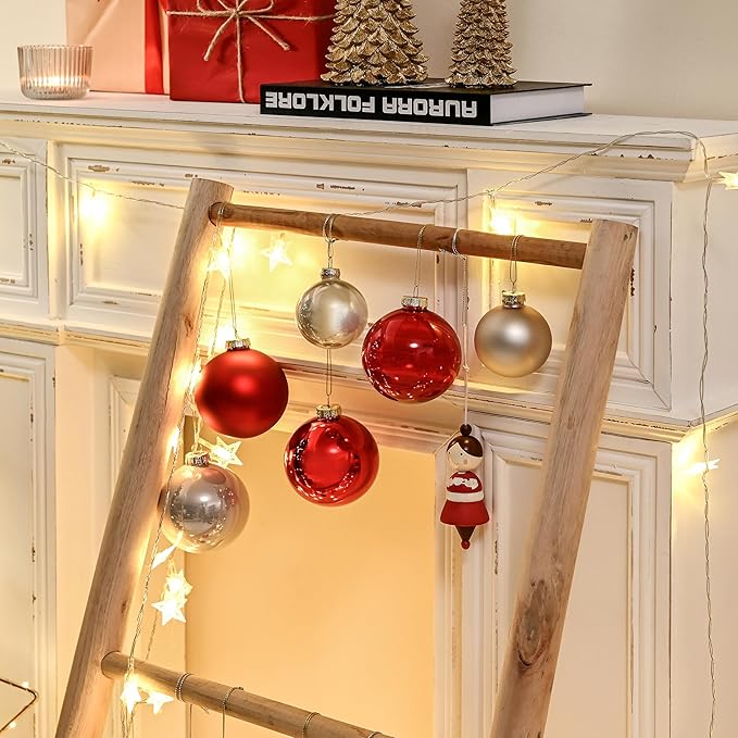 Champagne Glass Christmas Ball Ornaments, 3.15” Christmas Hanging Ornament for Tree Set of 9 Christmas Baubles for Holiday Party Tree Decorations Gift