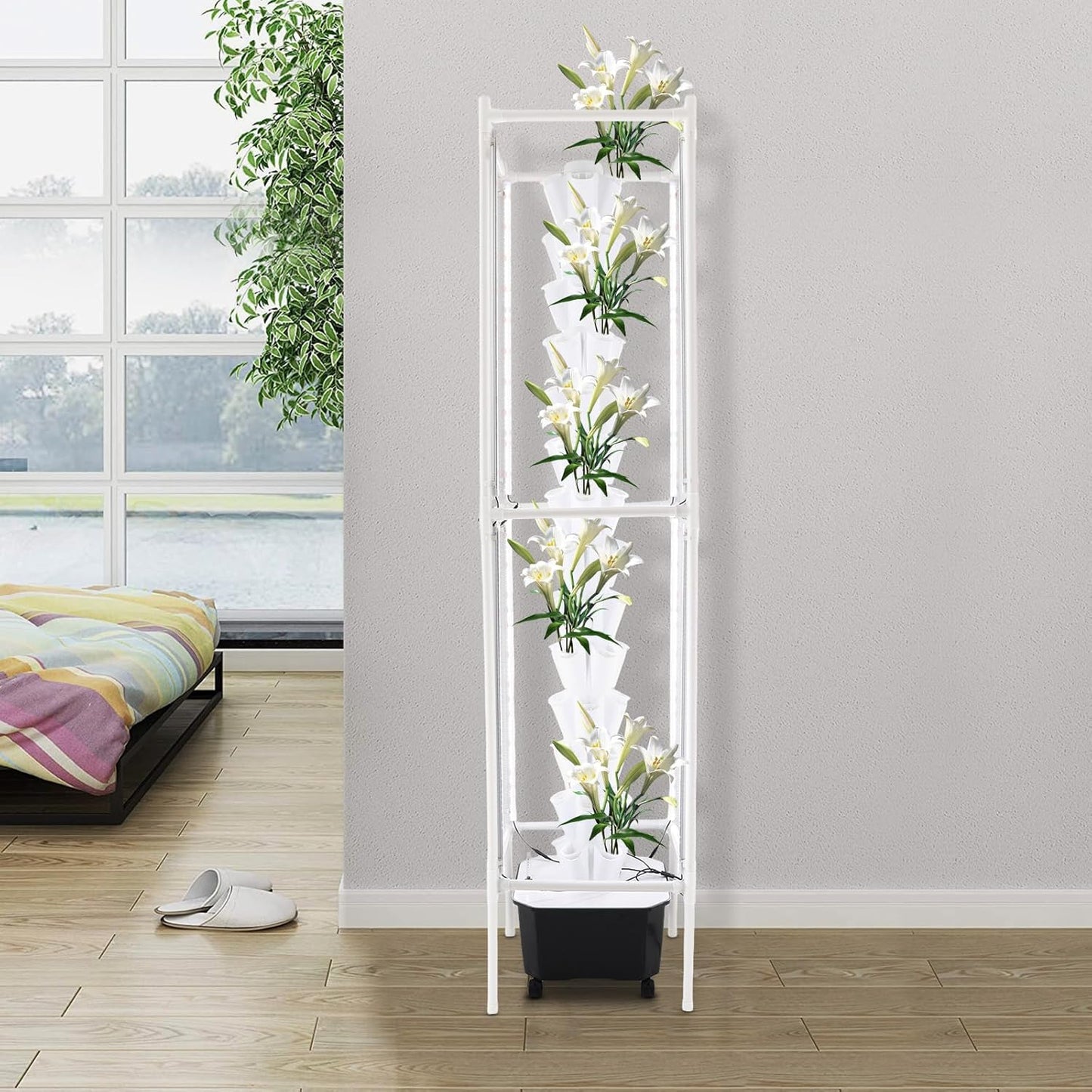 Hydroponic Growing Tower System Kit, 70-Plant Vertical Hydroponics Garden Tower with LED Grow Light, for Outdoor Indoor Herbs Fruits Vegetables Smart Garden Planter Kit