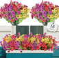 AGIRL 16 Bundles Artificial Flowers for Outdoor,No Fade Fake Plastic Flowers Faux Plants for Hanging Planters Decoration Indoor Outside Garden Porch Window Box Home Wedding