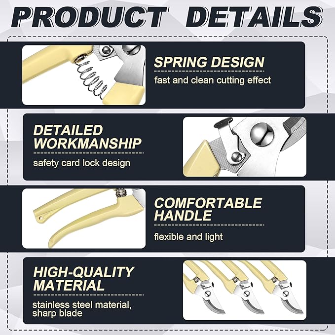 Chumia 30 Garden Flower Shears Pruning Scissors Heavy Duty Plant Scissors Trimming Garden Clippers Hand Tree Pruner for Yard Gardening Plants Hedge Flower Tree Cutting Secateurs (Beige)