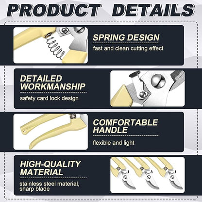 Chumia 30 Garden Flower Shears Pruning Scissors Heavy Duty Plant Scissors Trimming Garden Clippers Hand Tree Pruner for Yard Gardening Plants Hedge Flower Tree Cutting Secateurs (Beige)