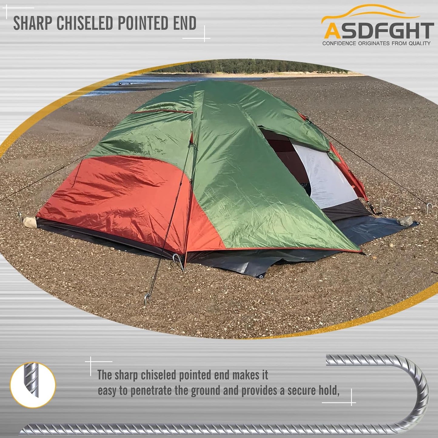 ASDFGHT J Hook Rebar Stakes 12 & 16 Inch (Black or Silver), Heavy Duty Professional Quality Ground Anchors for Chainlink Fence, Sports nets, Camping, Trampolines, Irrigation Pipes and Garden