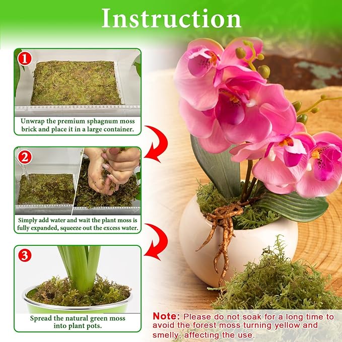 Halatool 3.3LB Green Forest Natural Sphagnum Moss for Plants - Fluffy Orchid Moss for Repotting, Dried Plant Moss for Indoor & Outdoor Potted Plants