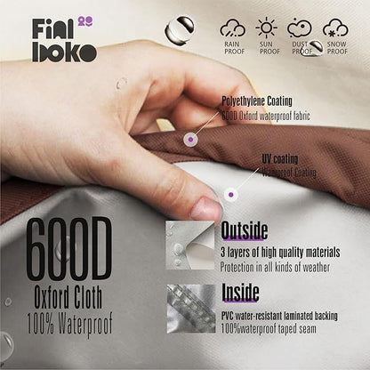 Patio Coffee Table Cover, 48"L x 28"W x 16"H Patio Rectangular Side Table Covers,100% Waterproof 600D Heavy Duty Outdoor Table Cover,Beige&Brow