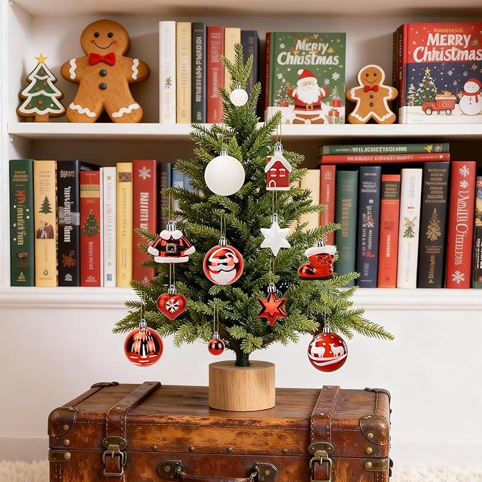 48PCS Christmas Balls Ornaments Set,Shatterproof Plastic Ball Set with Hanging Strings,Hanging Ball Ornaments for Xmas Christmas Tree Decorations,Early Ideas