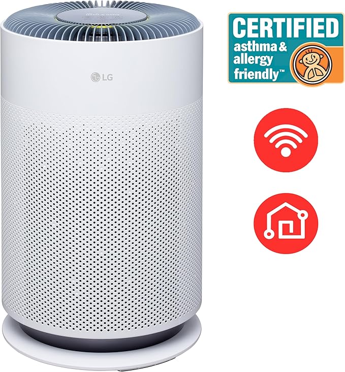 LG PuriCare 360 Air Purifiers for Home, Large and Small Room, Bedroom, Up to 2,059 ft² in 1 Hr with NanoFiber True HEPA Filter, 360 Degrees of Filtration, WiFi, Air Quality Monitor, Low Noise