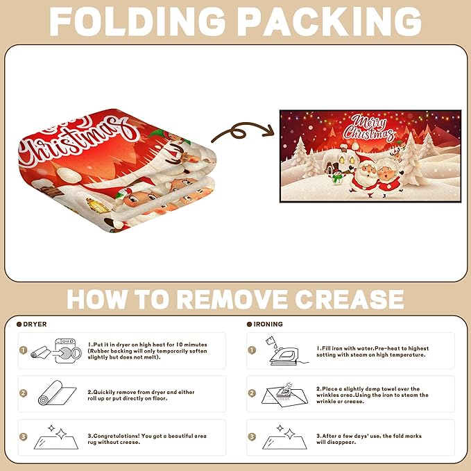 Christmas Area Rugs,Xmas Tree Snowflake Non-Slip Washable Rug Indoor Rugs Floor Mats Carpet for Living Room Bedroom Dining Room Home Decor,63" X 31"