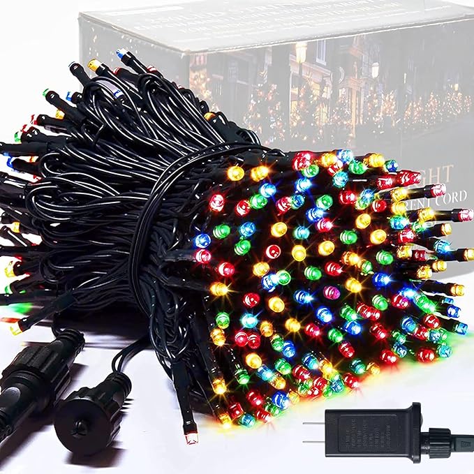 JMEXSUSS 8 Modes Christmas Tree Lights Multicolor, 250 LED Christmas Lights Indoor, 91.5ft Green Wire Waterproof Christmas Light Outdoor for Tree Party Garden Patio Christmas Decoration