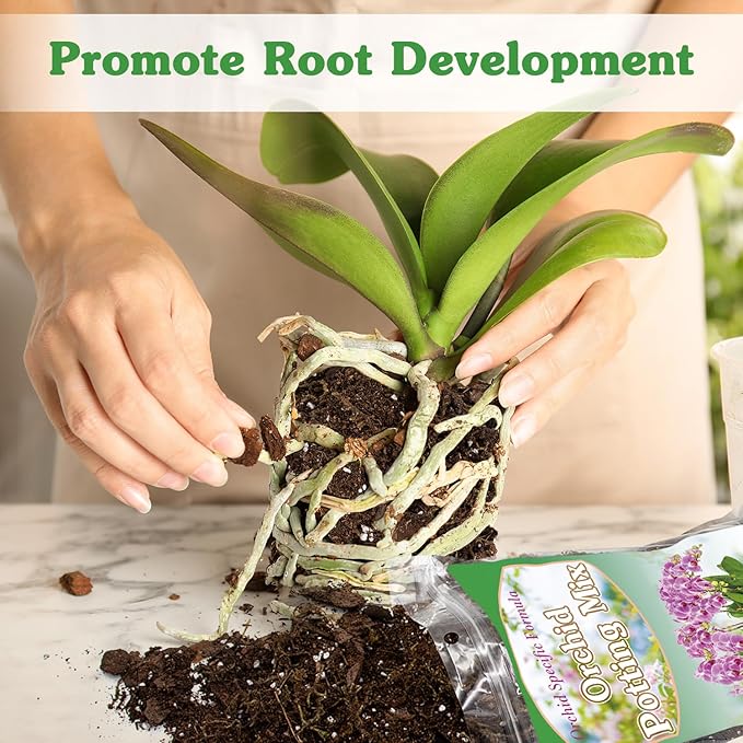 Orchid Potting Mix for Repotting, Mixture of Moss Pine Bark Coco Peat and Perlite, Orchid Bark Potting Mix, Orchid Repotting Kit, Suitable for Plant Root Expansion and Good Drainage - 4QT