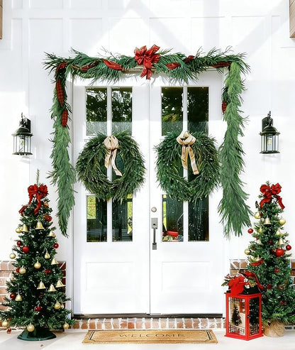 Christmas Garlands Norfolk Pine Garland Real Touch Artificial Faux Greenery Garland for Holiday Table Mantle Wall Indoor Outdoor Decor (5FT)