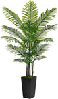 Artificial Palm Tree 6FT - Fake Tree with Black Tall Planter - Faux Tropical Areca Floor Plant in Pot - Artificial Silk Plant for Home Office Living Room Decor Indoor