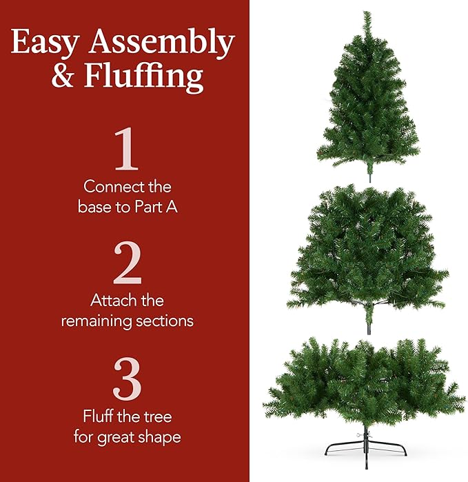 Best Choice Products Prelit Artificial Christmas Tree, 9ft Premium Lighted Realistic Spruce Holiday Décor w/Multicolor LED Lights, Easy Assembly
