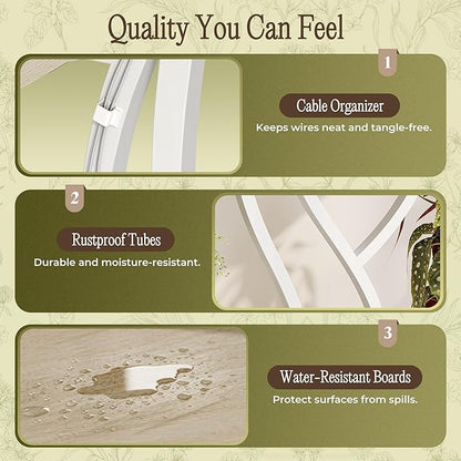 PRAISUN 51.3 Inch Plant Stand with Grow Light, 6 Tiered Indoor Plant Shelf with Larger Flower Holder, Pine-Shaped Stand, 3 Light Modes, Open Base, Corner Plant Rack for Living Room, Oak and White