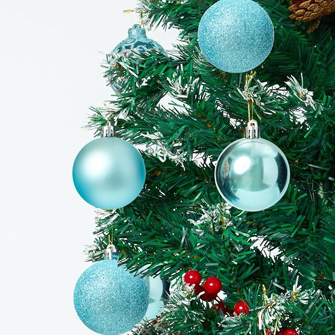 100-Pack Christmas Ball Ornaments for Tree,Shatterproof Plastic Holiday Baubles Set in Assorted Sizes and Finishes, Christmas Tree Decorations for Home, Office, Party, Indoor Outdoor Use