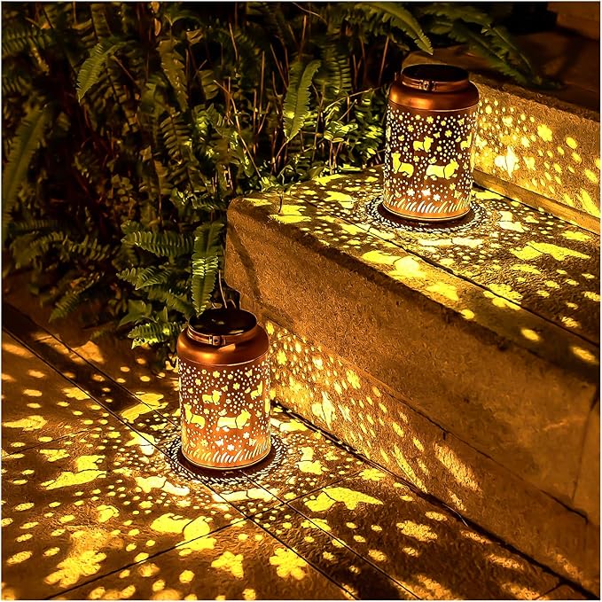 Corgi Dog Solar Lanterns Outdoor Hanging Waterproof Solar Lights Dog Gifts for Women Men Metal Decorative LED Lanterns for Outside, Patio, Landscape, Yard Decor, Garden Decorations