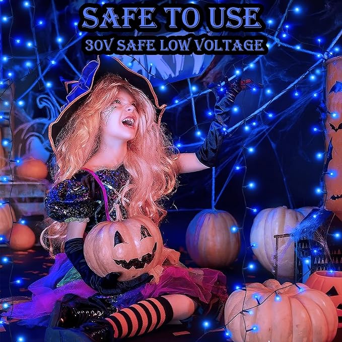 Decute Christmas String Lights Waterproof 300LED 105FT UL Certified with End-to-End Plug 8 Modes, Outdoor Indoor Starry Fairy Lights for Christmas Tree Patio Garden Wedding Party Decor Blue