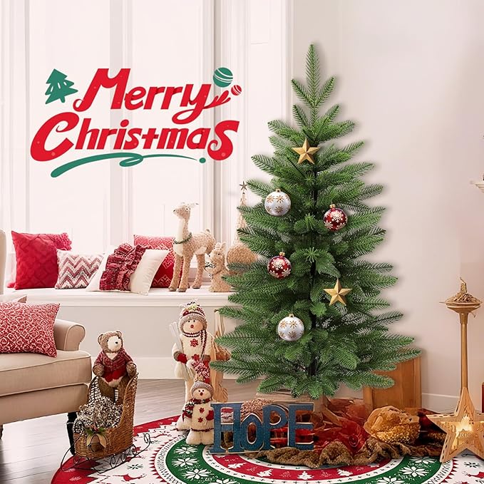 Small Christmas Tree, 3FT Artificial Tabletop Mini Christmas Tree for Office, Desk, Indoor, Outdoor, Holiday Xmas Party Decoration, Not Pre-lit Lights, Easy Assembly, Green