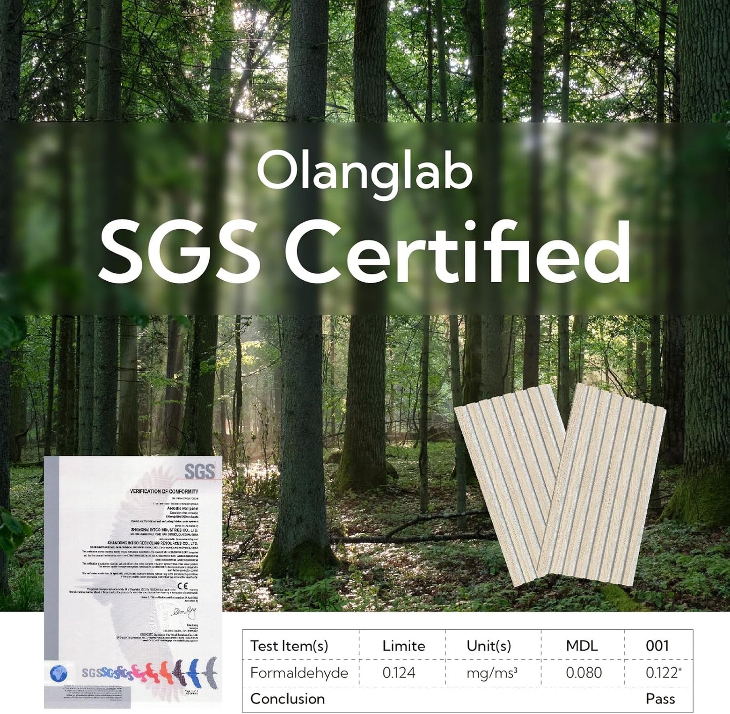 Olanglab Wood Slat Wall Panels 4 Pack, Wooden Acoustic Wall Panels, 94.5"x12.6" Each 3D Wall Panels for Interior Wall Decor (Light Oak-Grey Felt-Extendo Trio)