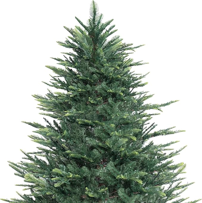 Naomi Home 7.5ft Nordic Christmas Tree with Lights, Realistic Charming Christmas Tree Prelit with 1266 Branch Tips, 700 Warm Lights and Metal Stand, Aritificial Xmas Tree