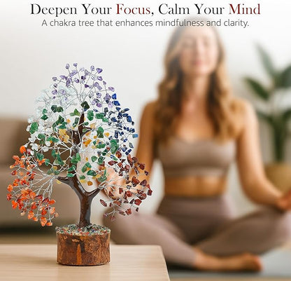 Crocon Seven Chakra Tree of Life for feng Shui Tree Crystals and Healing Stones, Room & Home Decor Housewarming Present Spiritual Birthday Gifts for Women, Sister Gifts for Women