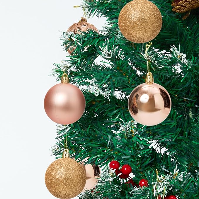 100-Pack Christmas Ball Ornaments for Tree,Shatterproof Plastic Holiday Baubles Set in Assorted Sizes and Finishes, Christmas Tree Decorations for Home, Office, Party, Indoor Outdoor Use