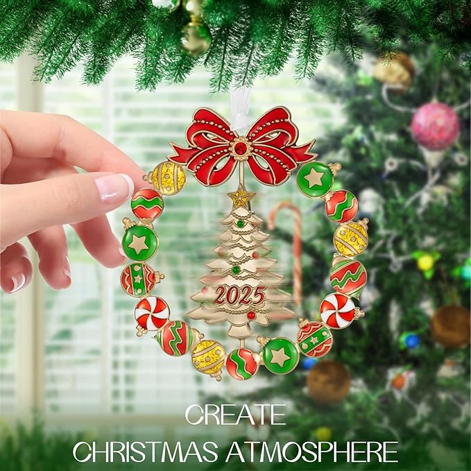 Laraine Christmas Tree Ornaments – Decorative Rotation Hanging Pendant of Car Charm Holiday Keepsake Gift Home Decor (Gold-New Tree (2025))